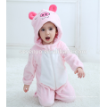 Bebé suave mameluco de franela animal cerdo Onesie traje de pijamas traje, ropa de dormir, paño rosado lindo, bebé toalla con capucha